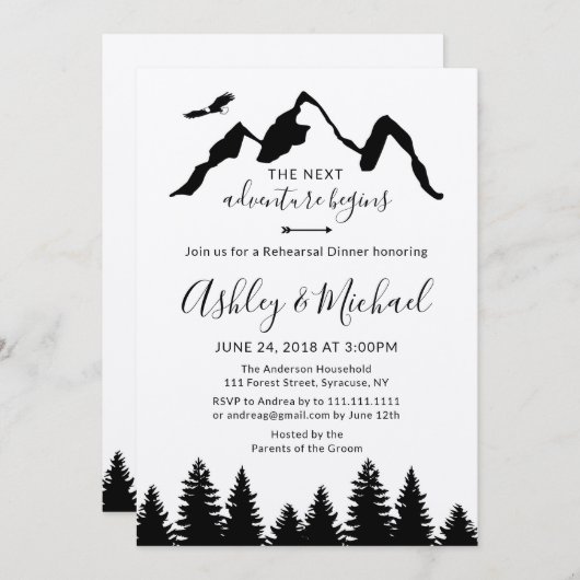 Adventure Mountains Probe Dinner Einladung (Vorne/Hinten)