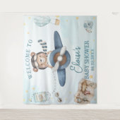 Adventure Niedlich Bear Blue Flugzeug Boy Baby Dus Wandteppich (Vorderseite)