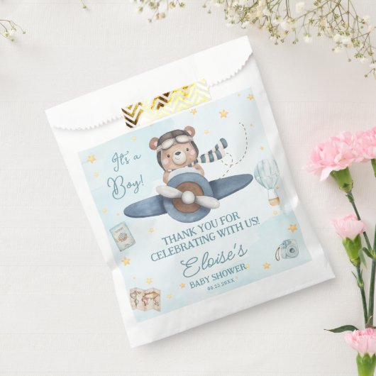 Adventure Niedlich Bear Blue Flugzeug Oh Boy Baby Geschenktütchen (Versiegelt)