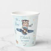 Adventure Niedlich Bear Blue Flugzeug Oh Boy Baby  Pappbecher (Vorderseite)