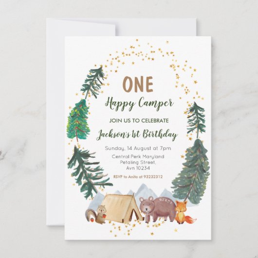 Adventure One Camper Einladung zum ersten Geburtst (Vorderseite)