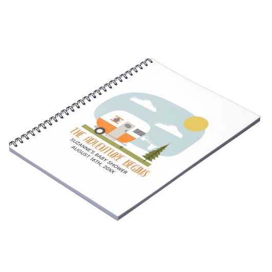 Adventure Orange Camper Baby Showbook Notizblock (Linke Seite)
