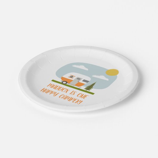 Adventure Orange Camper Birthday Paper Teller (Schrägansicht)