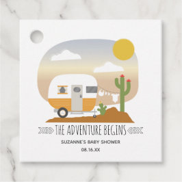 Adventure Orange Camper Clothesline Babydusche Geschenkanhänger