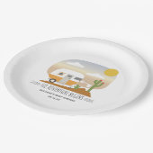 Adventure Orange Camper Clothesline Babydusche Pappteller (Schrägansicht)