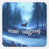 Adventure Park Rentier Winter Wonderland Quadratischer Aufkleber (Vorderseite)