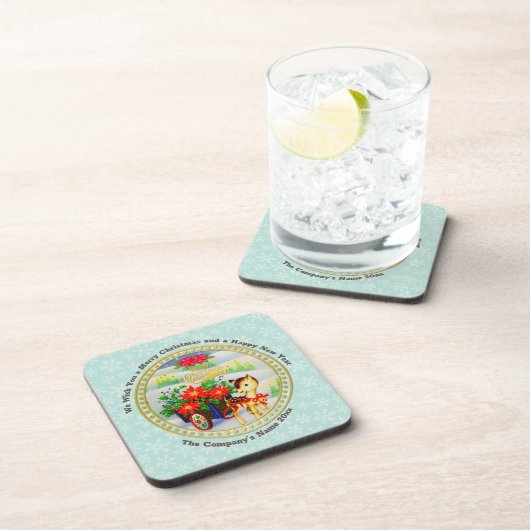 Adventure Park Vintage Weihnachten Rentier & Blume Getränkeuntersetzer (Rechte Seite)