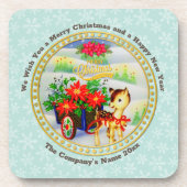Adventure Park Vintage Weihnachten Rentier & Blume Getränkeuntersetzer (Vorderseite)