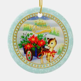 Adventure Park Vintage Weihnachten Rentier & Blume Keramik Ornament