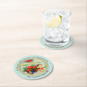 Adventure Park Vintage Weihnachten Rentier & Blume Runder Pappuntersetzer (Vor Ort)