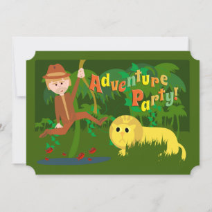 Adventure Party Fun Art Cartoon Safari Einladung