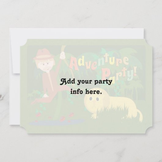 Adventure Party Fun Art Cartoon Safari Einladung (Rückseite)