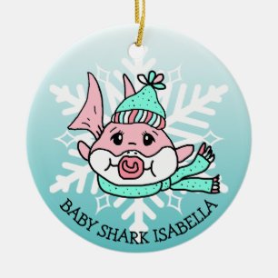 Adventure Personalisierte Baby Shark und Snowflake Keramik Ornament