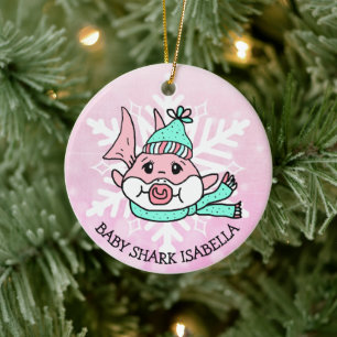 Adventure Personalisierte Baby Shark und Snowflake Keramik Ornament