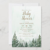 Adventure Pine Tree Forest Baby Dusche Foto Einladung (Vorderseite)
