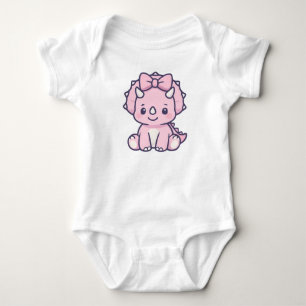 Adventure Pink Baby Dino mit Bow - Niedlicher Cart Strampler