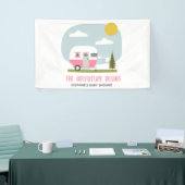 Adventure Pink Retro Camper Girl Babydusche Banner (Messeveranstaltung)