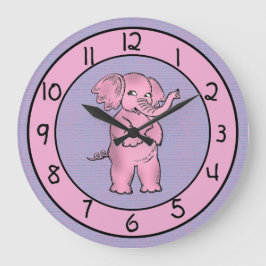 Adventure Pink und Lila Elephant Clock für Kinder Große Wanduhr
