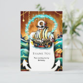 Adventure Pirate zum Geburtstag von Kids's Pastel  Dankeskarte (Stehend Vorderseite)