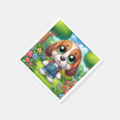 Adventure Puppy in Overalls Serviette (Ecke)