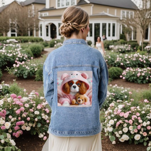 Adventure Puppy in Pink Hoodie mit Teddy Bär Jeansjacke (Hochzeit Rückseite)