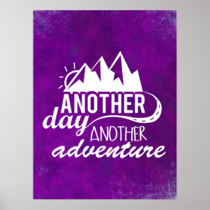 Adventure Quote - Mountains on Purple Background Poster