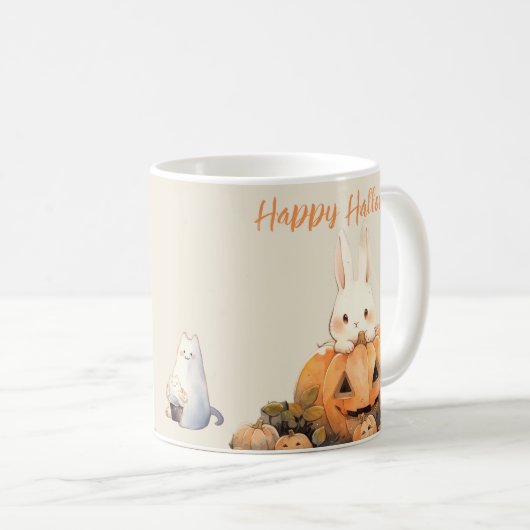 Adventure Rabbit in Pumpkin Patch #2 Halloween Kaffeetasse (VorderseiteRechts)