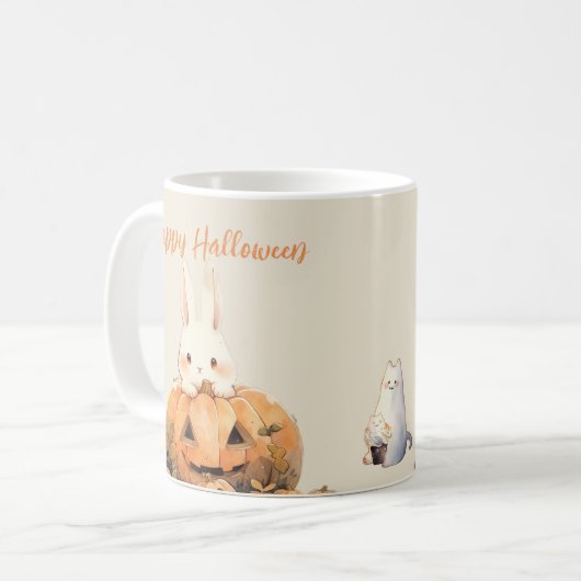 Adventure Rabbit in Pumpkin Patch #2 Halloween Kaffeetasse (Vorderseite Links)