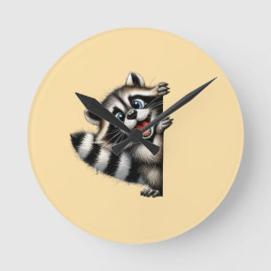 Adventure Raccoon Weihnachten Flüchtige Blick - Ni Runde Wanduhr