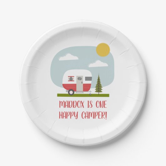 Adventure Red Camper Birthday Paper Teller (Vorderseite)