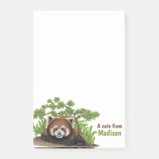 Adventure Red Panda Kinder Personalisiert Post-it Klebezettel (Vorderseite)