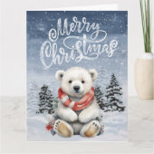 Adventure Red Scarf Polar Bear Weihnachtskarte Karte (Vorderseite)