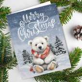 Adventure Red Scarf Polar Bear Weihnachtskarte Karte