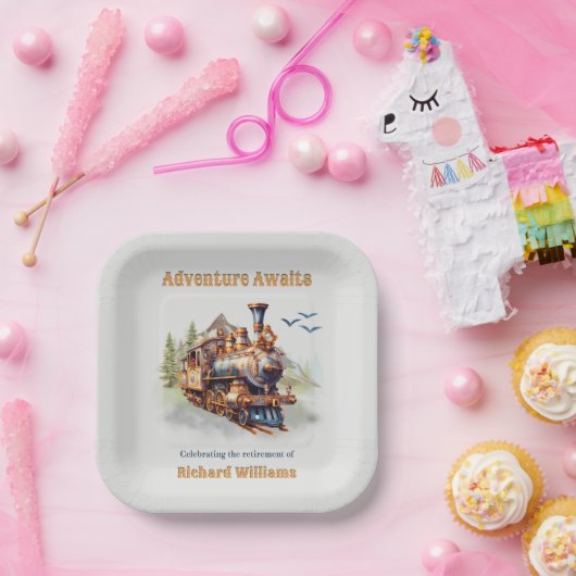 Adventure Retirement Vintag Trading Mountains Pappteller (Party)