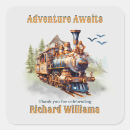 Adventure Retirement Vintage Train Mountains  Quadratischer Aufkleber
