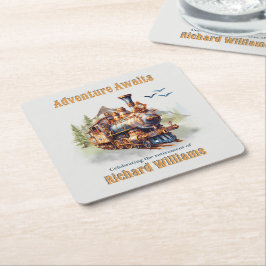 Adventure Retirement Vintage Train Mountains  Rechteckiger Pappuntersetzer