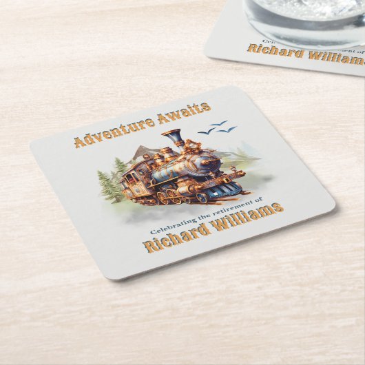 Adventure Retirement Vintage Train Mountains  Rechteckiger Pappuntersetzer (angewinkelt)