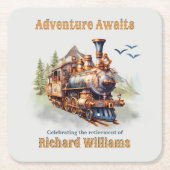 Adventure Retirement Vintage Train Mountains  Rechteckiger Pappuntersetzer (Vorderseite)