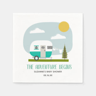 Adventure Retro Turquoise Camper Boy Baby Dusche Serviette