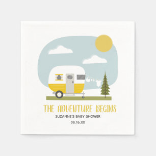 Adventure Retro Yellow Camper Neutral Baby Dusche Serviette