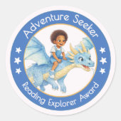 Adventure Seeker Teacher Reading Explorer Award Runder Aufkleber (Vorderseite)