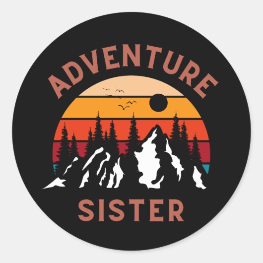 Adventure Sister Runder Aufkleber (Vorderseite)
