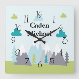 Adventure Snow Capped Mountains Wall Clock Quadratische Wanduhr