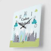 Adventure Snow Capped Mountains Wall Clock Quadratische Wanduhr (Winkel)