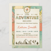 Adventure startet Baby-Dusche einladen Fahrplan Einladung (Vorne/Hinten)