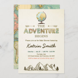 Adventure startet Baby Dusche Einladung Globe Kart