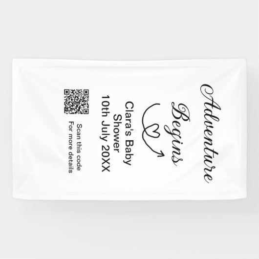Adventure startet Baby Dusche Scan QR Banner (Horizontal)