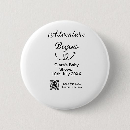 Adventure startet Baby Dusche Scan QR Button (Vorderseite)