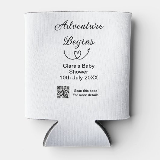 Adventure startet Baby Dusche Scan QR Dosenkühler (Vorderseite)