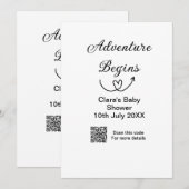 Adventure startet Baby Dusche Scan QR Einladung (Vorne/Hinten)